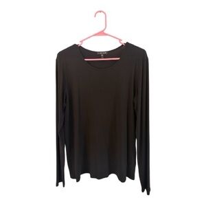 Eileen Fisher Black Long-Sleeve 100% Silk Top XL
